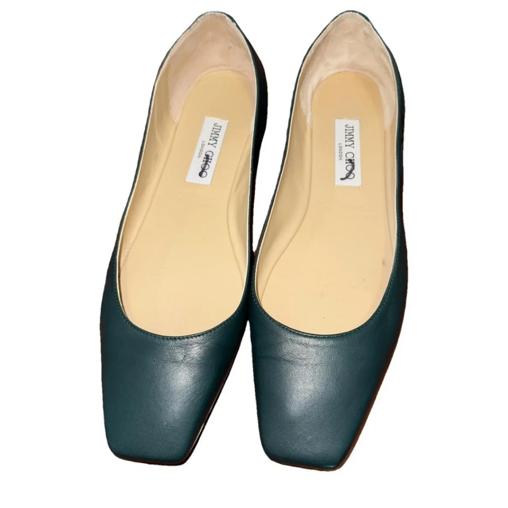 Jimmy Choo Teal Leather Flats